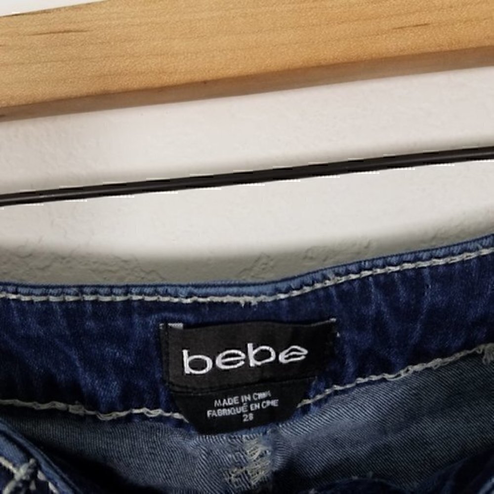 Bebe Distressed Stretch Skinny Jeans Size 28 - Picture 3 of 6